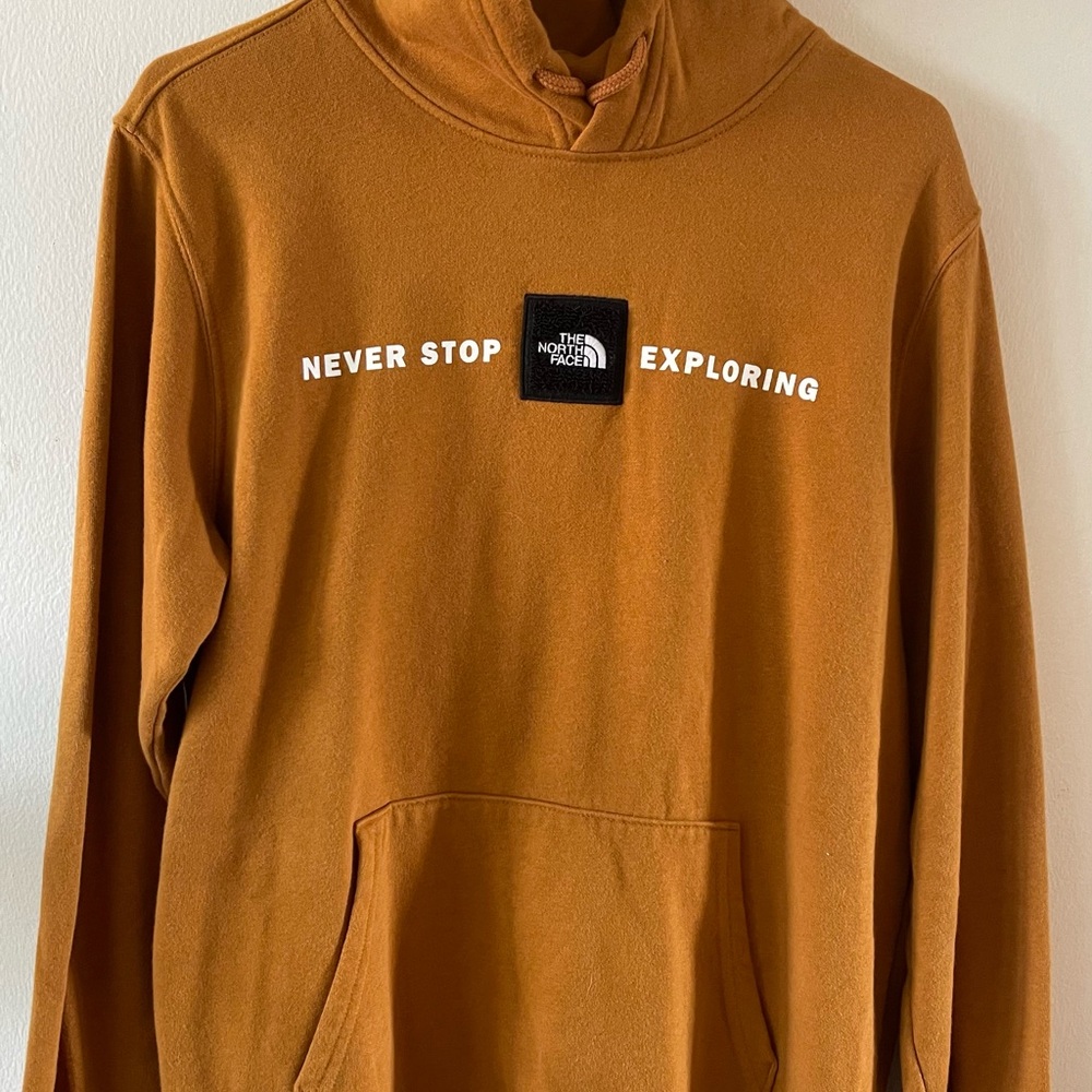 The North Face Brown hoodie Sweatshirt Never Stop Exploring